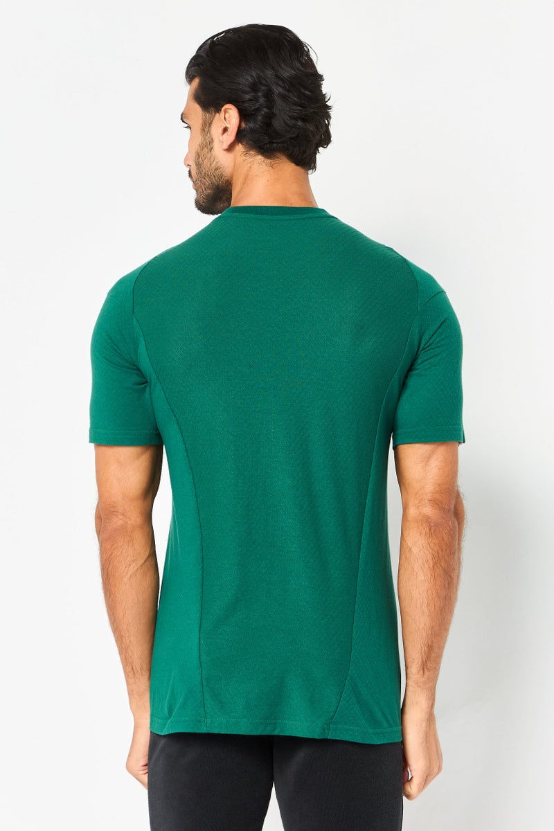 Adidas Men Sportswear Fit Short Sleeve Training T-Shirt, Green - Image 3