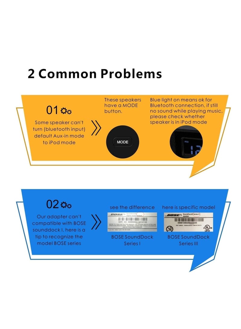 SYOSI 30 Pin Bluetooth Adapter, Wireless 30Pin Stereo Audio Adapter Bluetooth 5.0 Music Receiver, Fit for Bose Sounddock II 2 10 Lifestyle V35 135 Digital Music System Home Entertainment Speakers - Image 4