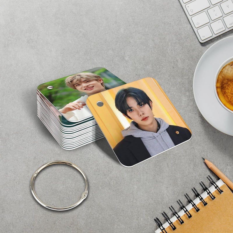 NS Trading NS Trading Enhypen Flash 1mm Thick Cards with Snap Key Ring Set of 12 Cards 24 Photos Front Back Glossy Laminated  - Image 2