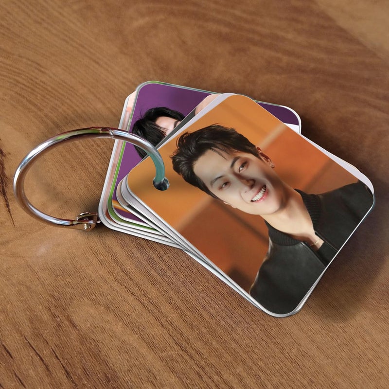 NS Trading NS Trading Enhypen Flash 1mm Thick Cards with Snap Key Ring Set of 12 Cards 24 Photos Front Back Glossy Laminated  - Image 1