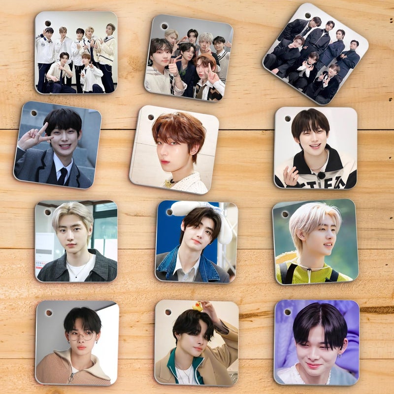 NS Trading NS Trading Enhypen Flash 1mm Thick Cards with Snap Key Ring Set of 12 Cards 24 Photos Front Back Glossy Laminated  - Image 5