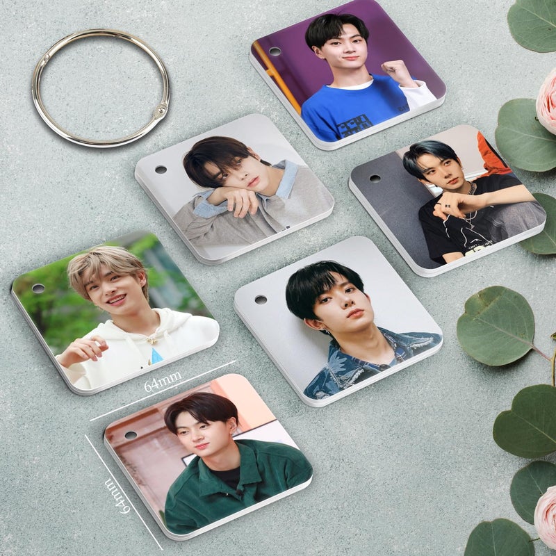 NS Trading NS Trading Enhypen Flash 1mm Thick Cards with Snap Key Ring Set of 12 Cards 24 Photos Front Back Glossy Laminated  - Image 4