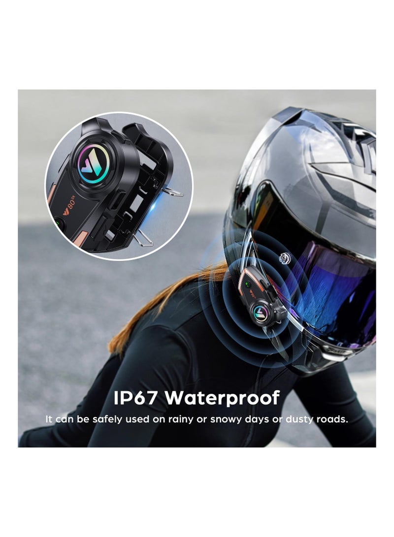 Y&D Motorcycle Bluetooth Headset, Outdoor Wireless Helmet Intercom 500M Communication Systems, IP67 Waterproof Automatic Answer CVC Noise Cancellation Hard Mic(1 Pack)  - Image 2