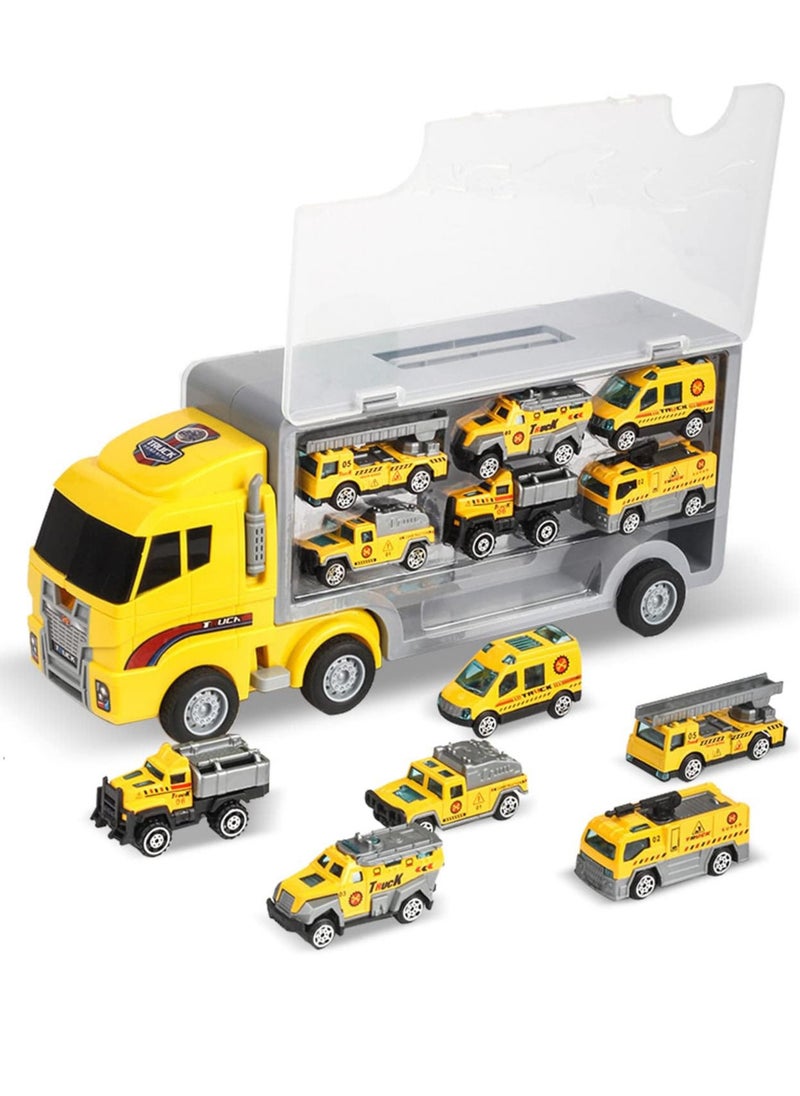 YelaJoy - Toddler Toys for 3-9 Years Old Boys Construction Toys Car Double Side Transport Vehicle, Die-cast Alloy Engineering Vehicle Gifts for Age 3 4 5 6 Kids Child Boys Girls Birthday Party - Image 1