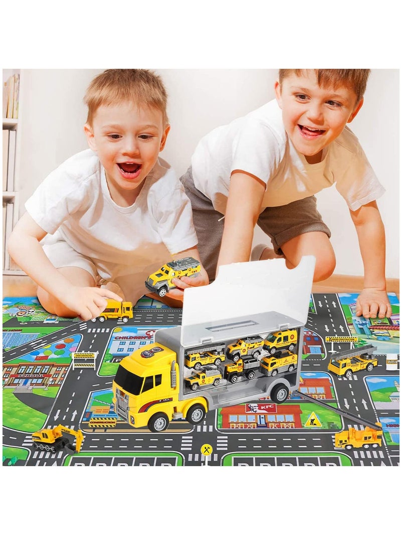 YelaJoy - Toddler Toys for 3-9 Years Old Boys Construction Toys Car Double Side Transport Vehicle, Die-cast Alloy Engineering Vehicle Gifts for Age 3 4 5 6 Kids Child Boys Girls Birthday Party - Image 1