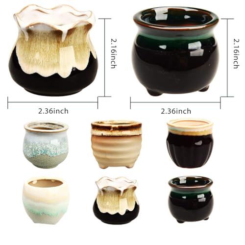 Brajttt 2.5 Inch Succulent Pot with Drainage,Planting/Flower Pots,Small Planter for Mini Plant Ceramic Flowing Glaze Base Serial Set with Holes - Image 2