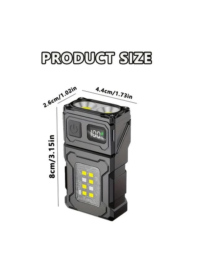 Black Mini LED Flashlight Rechargeable Portable COB Work Light 7 Modes Rotatable Head 180 Degree Rotation - Image 5