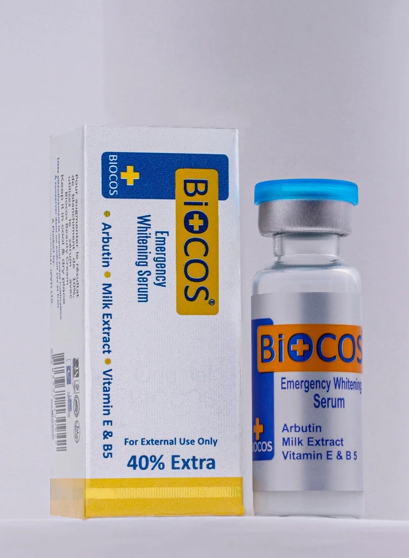 BIOCOS Emergency Whitening Serum – Brightens Skin & Restores Vitality With Kojic Acid, Arbutin & Vitamin B3 – Overnight Glow & Radiance Boost – 1X5ml,  Packagaing May Vary - Image 3