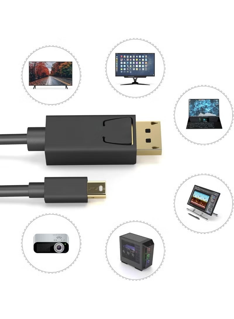 كابل Mini DisplayPort (Thunderbolt) إلى DisplayPort من KabelDirekt بطول 5 متر، إصدار DisplayPort 1.2، يدعم دقة 4K UHD بمعدل 60 هرتز، مع موصل DisplayPort بقفل لأجهزة الكمبيوتر وماك والشاشات المتوافقة - Image 1