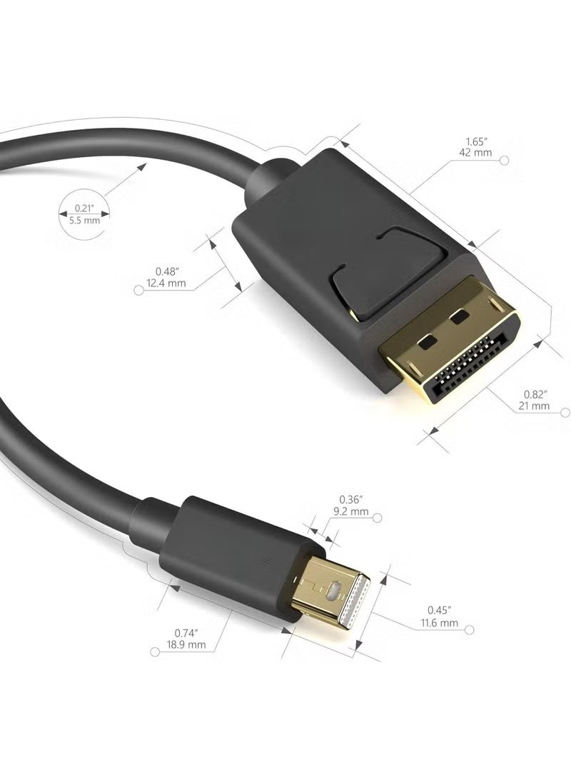 كابل Mini DisplayPort (Thunderbolt) إلى DisplayPort من KabelDirekt بطول 5 متر، إصدار DisplayPort 1.2، يدعم دقة 4K UHD بمعدل 60 هرتز، مع موصل DisplayPort بقفل لأجهزة الكمبيوتر وماك والشاشات المتوافقة - Image 2