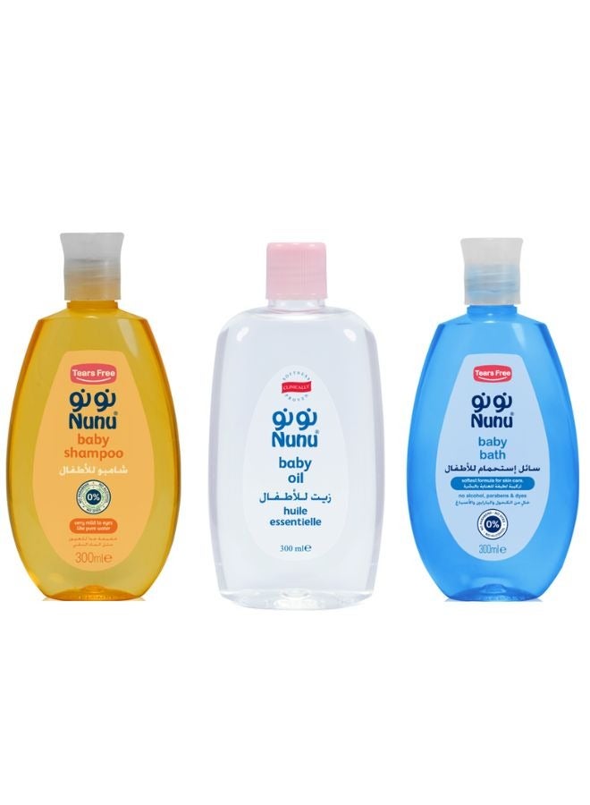 نونو شامبوللاطفال مع زيت بلس حمام للأطفال 3x300مل