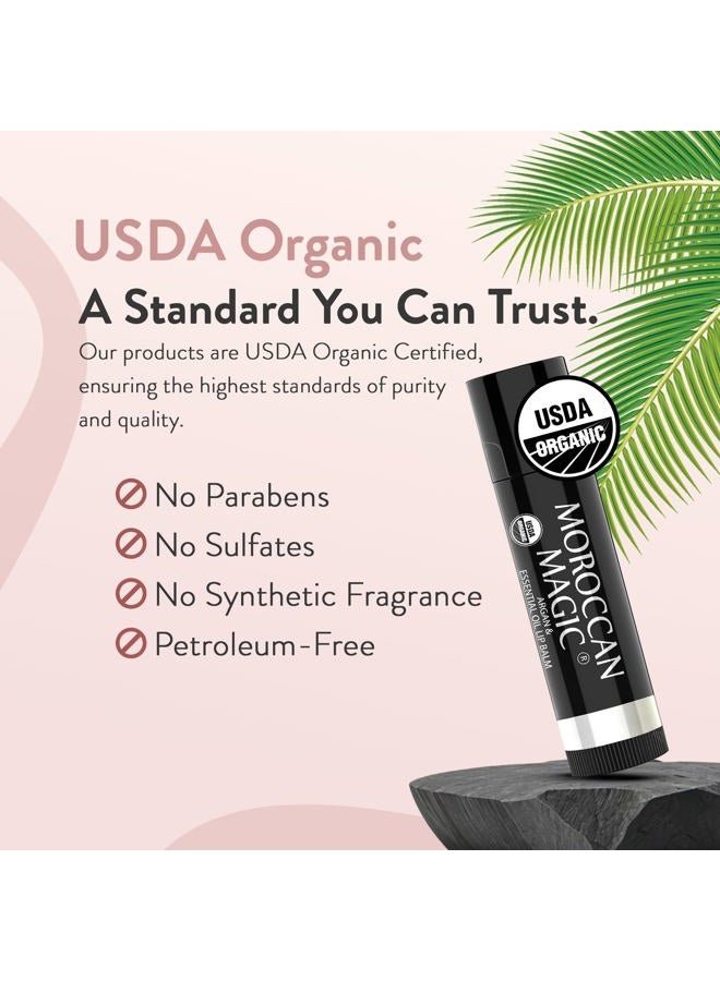 Moroccan Magic Organic Lip Balm Variety Pack Gift Set | Natural Argan and Essential Oils | Quality Smooth Application | Non-Toxic Cruelty Free | Rose, Peppermint Eucalyptus, Lemon Thyme | 3 Pack - Image 3