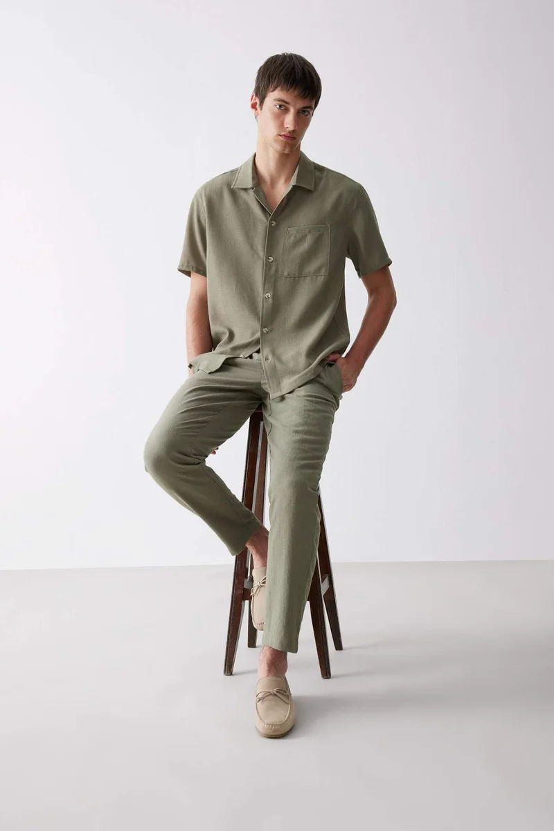 DeFacto Relax Fit Ankle Length Linen Look Trousers
