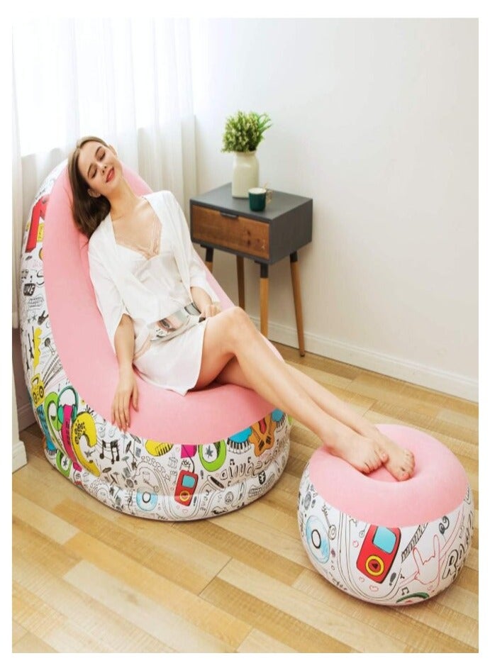 Inflatable Lazy Sofa Family Inflatable Lounge Chair Inflatable Bean Bag Chair with Inflatable Foot Cushion and Electric air Pump for Room,Living Room, Outing and Camping - Image 1
