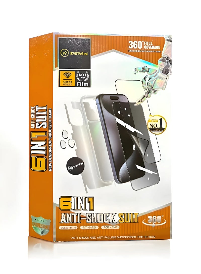 The strongest and best protection package for the iPhone 12 from Fastwin. The package contains a high-quality protection case, transparent screen protection, screen protection for privacy - Image 1