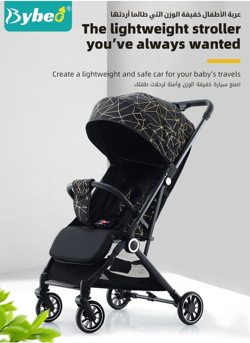 Bybeo Lightweight Baby Stroller,  One-Hand Folding Babies Strollers, Shock Absorption Travel Cabin for Newborn Infant Kids Aged 0 to 4, with Sunshade, Cooling Mat, Mosquito Net, 175-Degree Adjustable Seat  - Image 2