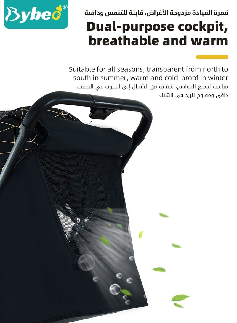 Lightweight Baby Stroller,  One-Hand Folding Babies Strollers, Shock Absorption Travel Cabin for Newborn Infant Kids Aged 0 to 4, with Sunshade, Cooling Mat, Mosquito Net, 175-Degree Adjustable Seat