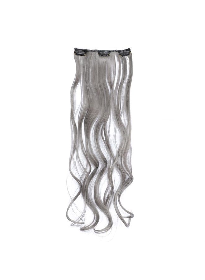 Women 20 Inches Curly Full Head 7 Separate Pieces Heat Resistance Synthetic Hair Clip in Hair Extensions (Grey)