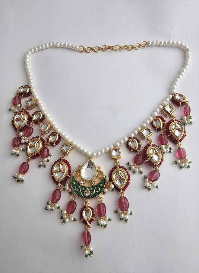 Binnis Wardrobe Kundan Studded Beaded Necklace - Image 3