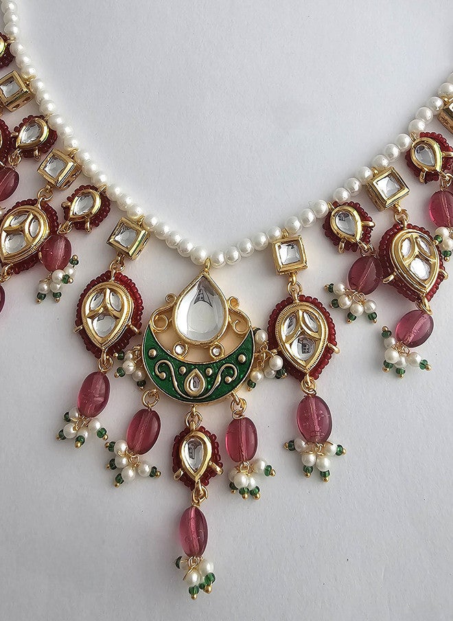 Binnis Wardrobe Kundan Studded Beaded Necklace - Image 4