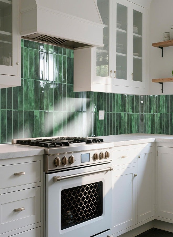 Art3d 11.4 x 9 Inch Heavy-Duty Peel and Stick Backsplash for Home Décor, 10-Pack Vinyl Wall Tiles for Kitchen Countertop, Green - Image 2