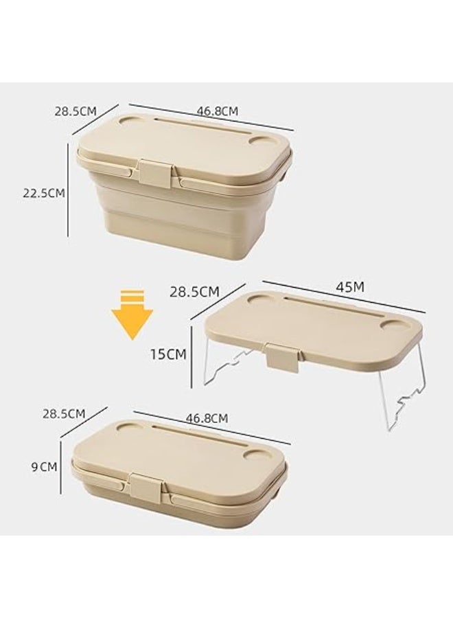 عربست سلة نزهة قابلة للطي، سلة نزهة قابلة للطي بمقابض (مع غطاء طاولة)، سلة حديقة قابلة للطي، سلة حصاد قابلة للطي للتخييم، الشاطئ، المشي لمسافات طويلة، وتناول الطعام في الهواء الطلق (رمادي) - Image 2