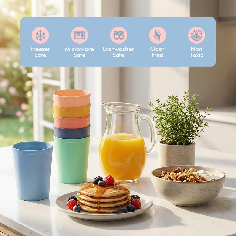 MASTER COOK MASTERCOOK 6 Pcs. Small Reusable Cups â€“8 oz Unbreakable Drinking Glasses -Toddler Cups for Water, Juice, Milkâ€“BPA Free Stackable Tumblers Plastic Cup set for Kitchen, Picnics, Parties- Kid-Friendly - Image 4