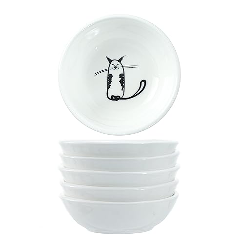 SOCOSY Super Cute Cat Ceramic Sauce Dish/Seasoning Bowl/Sushi Soy Dipping Bowl/Appetizer Plates/Serving Dish for Kitchen Home (Set of 6) - Image 2