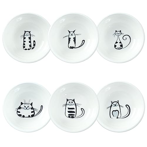 SOCOSY Super Cute Cat Ceramic Sauce Dish/Seasoning Bowl/Sushi Soy Dipping Bowl/Appetizer Plates/Serving Dish for Kitchen Home (Set of 6) - Image 1