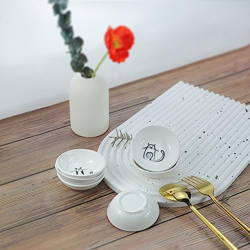 SOCOSY Super Cute Cat Ceramic Sauce Dish/Seasoning Bowl/Sushi Soy Dipping Bowl/Appetizer Plates/Serving Dish for Kitchen Home (Set of 6) - Image 3