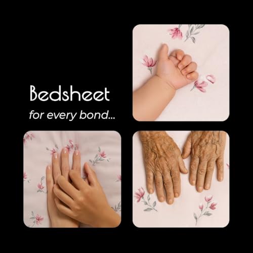 Plumora Cotton King Size Bedsheet 108x108 Super King, 100% Pure Cotton Bed Sheet with 2 Pillow Covers, 240 TC Soft Breathable Floral Design Bedding - (Blush Bloom, Super King) - Image 4