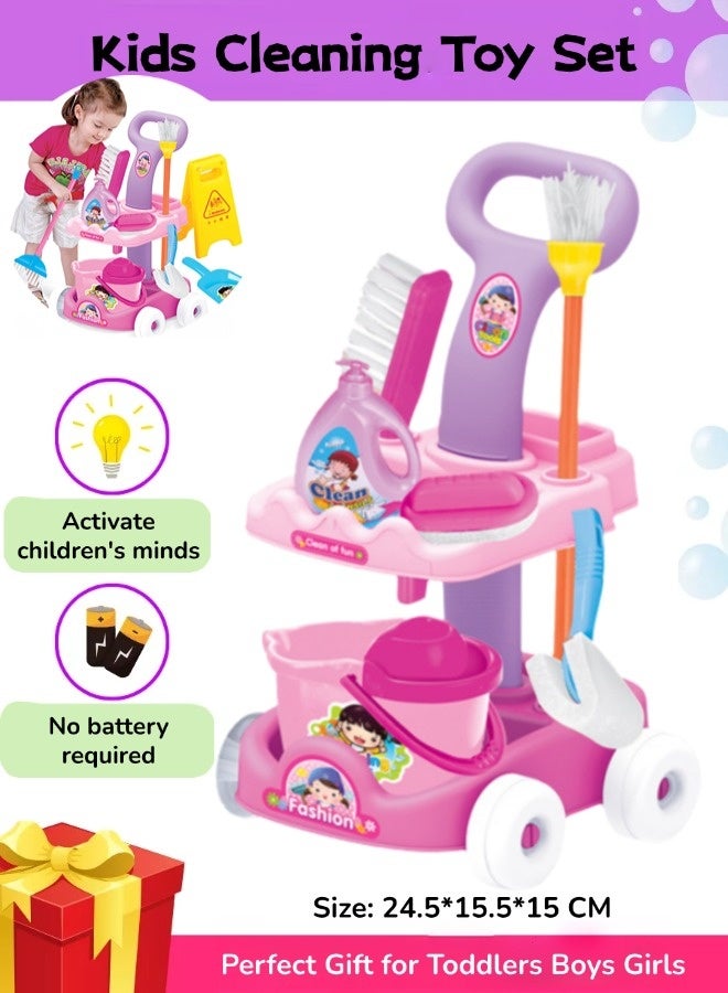 Kids Cleaning Toy Set, Pretend House Cleaning Tools, Portable Lightweight Household Cleaning Tools, New Detachable Kids Cleaning Sets, Perfect Gift for Toddlers Boys Girls (24.5*15.5*15 CM)  - Image 1