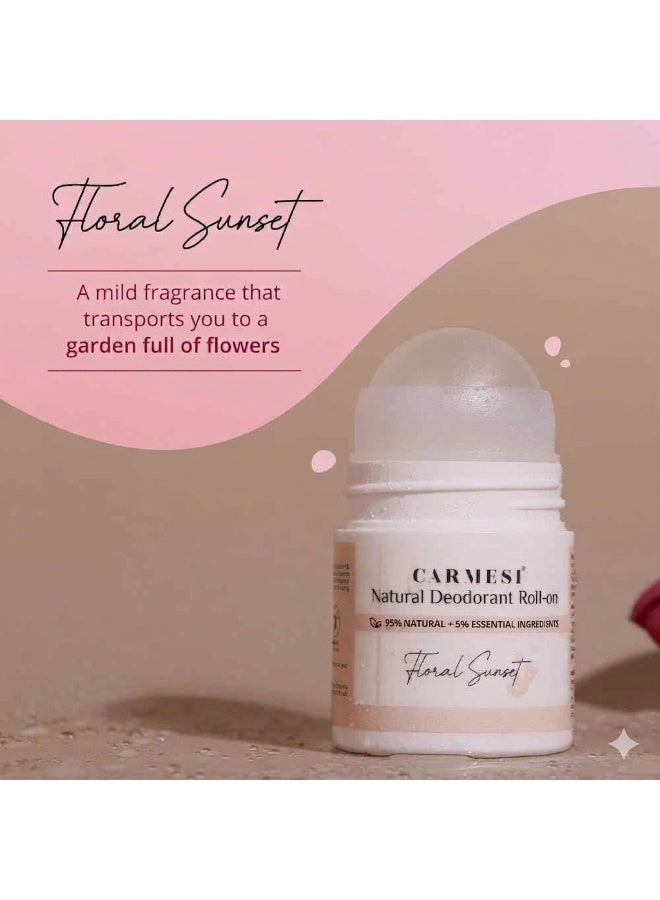 Carmesi Natural Deodorant Roll-on for Women | 95% Natural Ingredients || 50 ml (Pack of 2) - Image 2