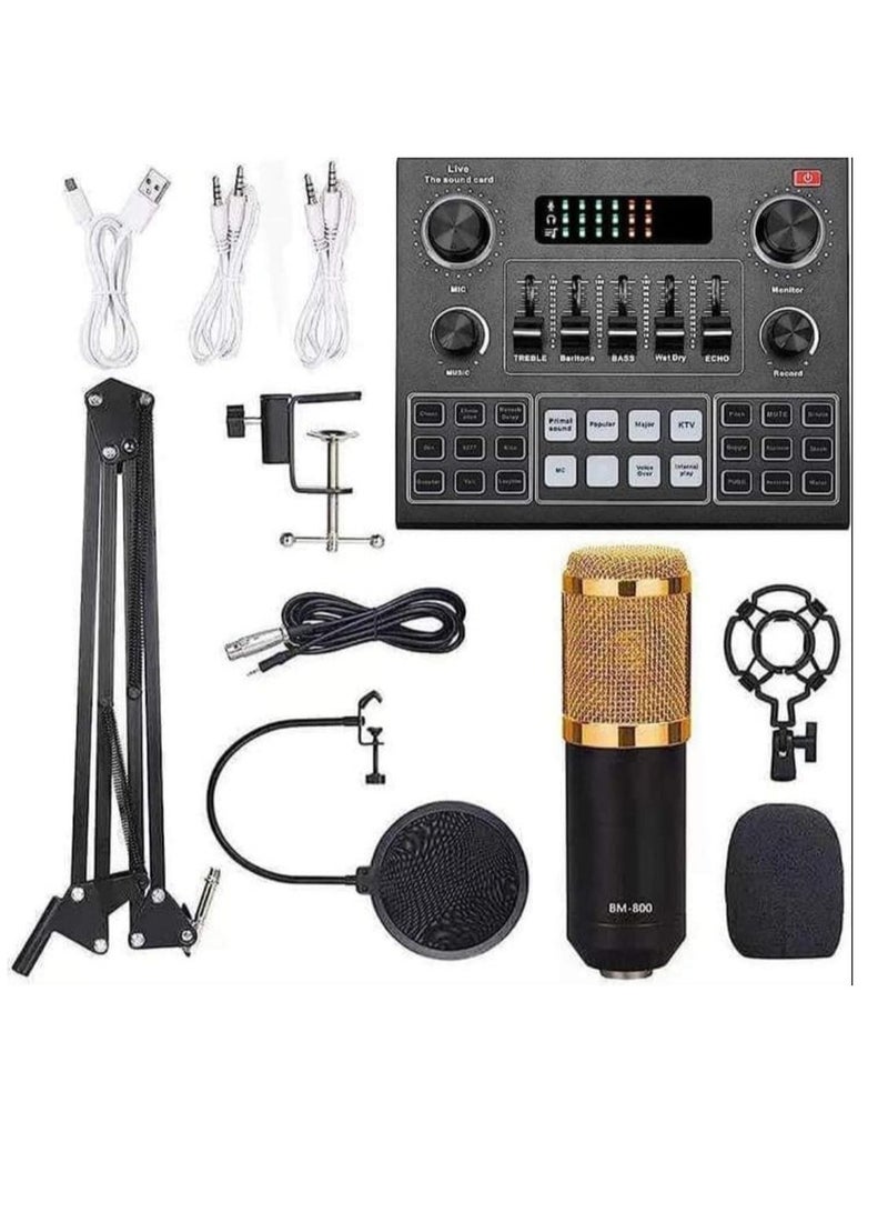 بطاقة الصوت المباشر USB Audio V9 - خلاط بث أسود للبث عبر الويب والبودكاست والتسجيل وإنتاج الموسيقى - Image 1