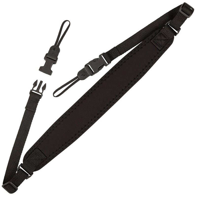 OP/TECH USA Super Classic Camera Neck Strap - UNI Loop Design with Padded Neoprene, Control-Stretch System, and Quick Disconnects - Ideal for Photographers' Comfort (Black) - Image 1