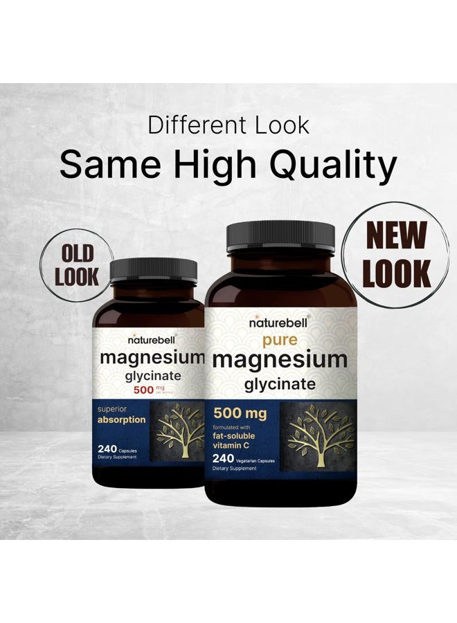 Naturebell Pure Magnesium Glycinate 500mg, 240 Veggie Capsules | 100% Chelated & Purified – 3rd Party Tested, Vegan Friendly, Non-GMO, Filler Free - Image 3