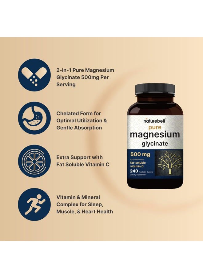 Naturebell Pure Magnesium Glycinate 500mg, 240 Veggie Capsules | 100% Chelated & Purified – 3rd Party Tested, Vegan Friendly, Non-GMO, Filler Free - Image 4