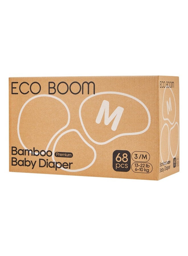 إيكو بوم حفاضات إيكو بوم، فيسكوز من حفاضات الخيزران، حفاضات ناعمة طبيعية للاستخدام مرة واحدة للأطفال الرضع، مقاس 3، مناسبة للأطفال من 13 إلى 22 رطلاً (متوسط - 68 قطعة) - Image 1