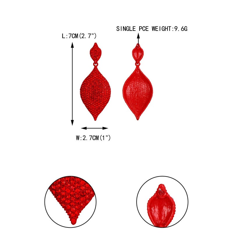 EVER FAITH مجموعة مجوهرات الزفاف للنساء من EVER FAITH، أقراط متدلية على شكل ورقة من الكريستال النمساوي، شكل ماسي، مثقوبة - Image 5