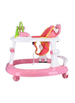 BABY PLUS Foldable Multifunctional Anti-Rollover Baby Walker With Music Box Suitable For All Terrain, 6 Height Adjustable, Boys And Girls 6-18 Months - Pink  - Image 3