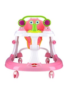 BABY PLUS Foldable Multifunctional Anti-Rollover Baby Walker With Music Box Suitable For All Terrain, 6 Height Adjustable, Boys And Girls 6-18 Months - Pink  - Image 1