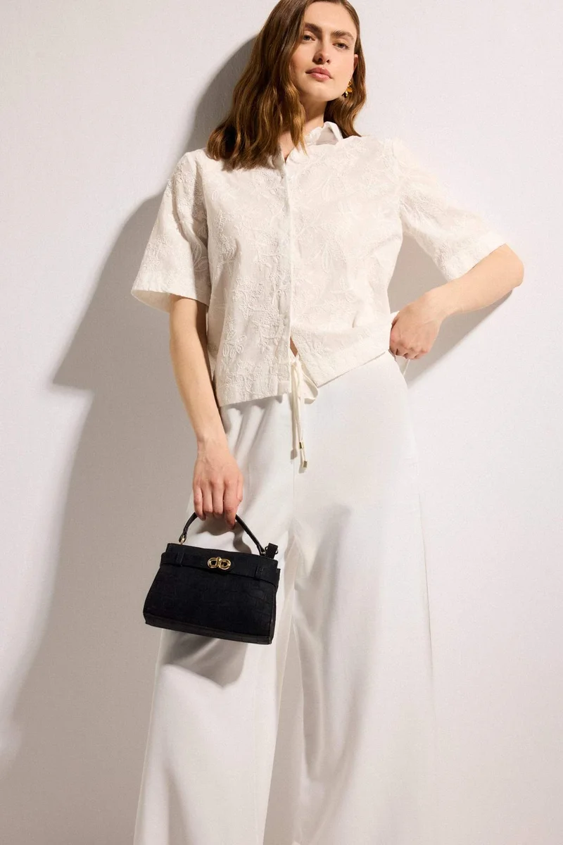 ديفاكتو Straight Fit Wide Leg Trousers