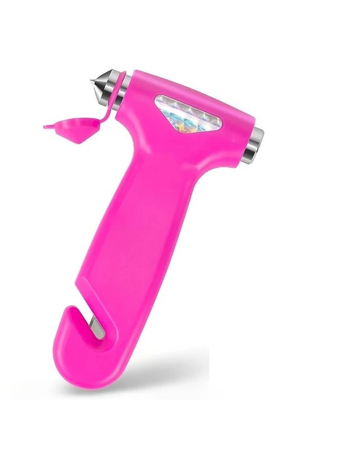أداة السلامة للسيارة Pink RV Solid Hammer مع قاطع حزام الأمان وكاسر الزجاج للطوارئ - Image 1