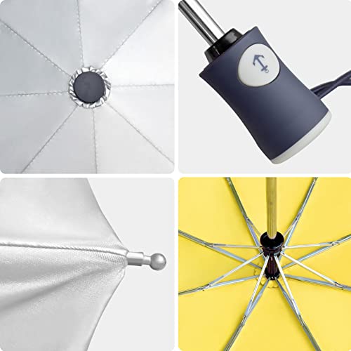 Cuby UV Sun Umbrella Compact Folding Travel Umbrella Auto Open and Close for Windproof, Rainproof & 99% UV Protection Parasol with Black Anti-UV Coating (Silver Yellow) - Image 3