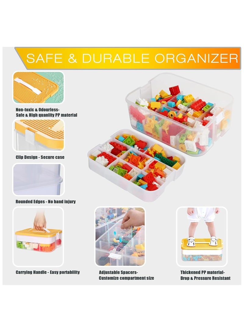Soofam Toys Organizer Storage Case, Stackable Storage Container Compartments, Toys Storage Organizer with Lego Storage Box, Building Blocks Container Box with Lids Playroom Organization Bin(Green) - Image 3