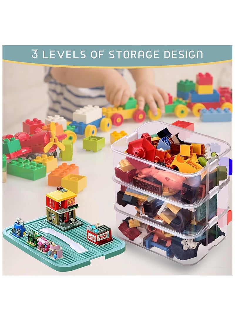 Soofam Toys Organizer Storage Case, Stackable Storage Container Compartments, Toys Storage Organizer with Lego Storage Box, Building Blocks Container Box with Lids Playroom Organization Bin(Green) - Image 5