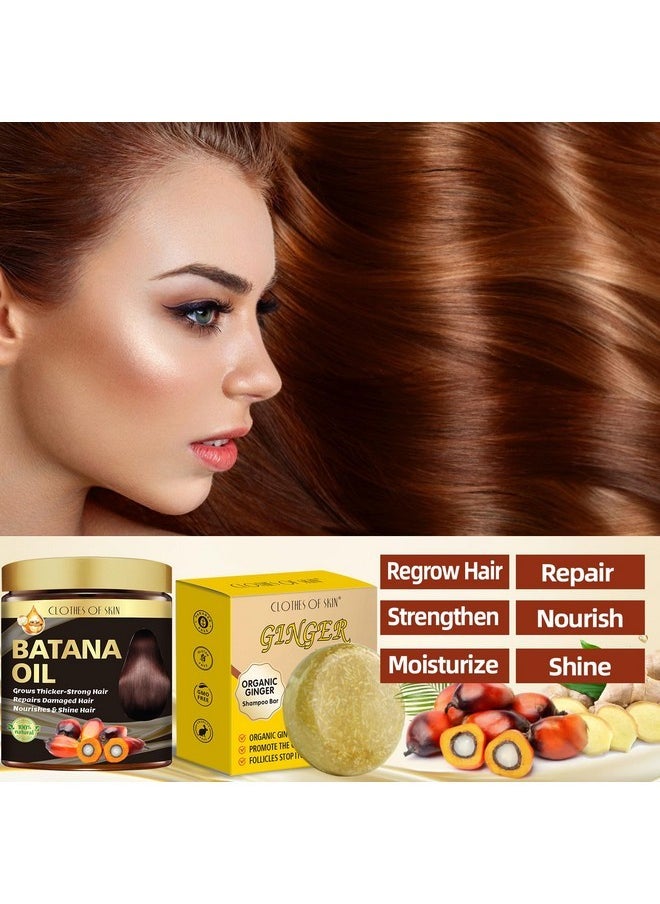 Clothes of skin Batana Oil and 2 Pack Ginger Hair Regrowth Shampoo Bar,Natural Raw Batana Oil for Hair Growth Hair Mask Ginger Bar Shampoo,Promotes Hair Growth,Nourishes Scalp,Repair & Strengthen Dry Damaged Hair  - Image 4