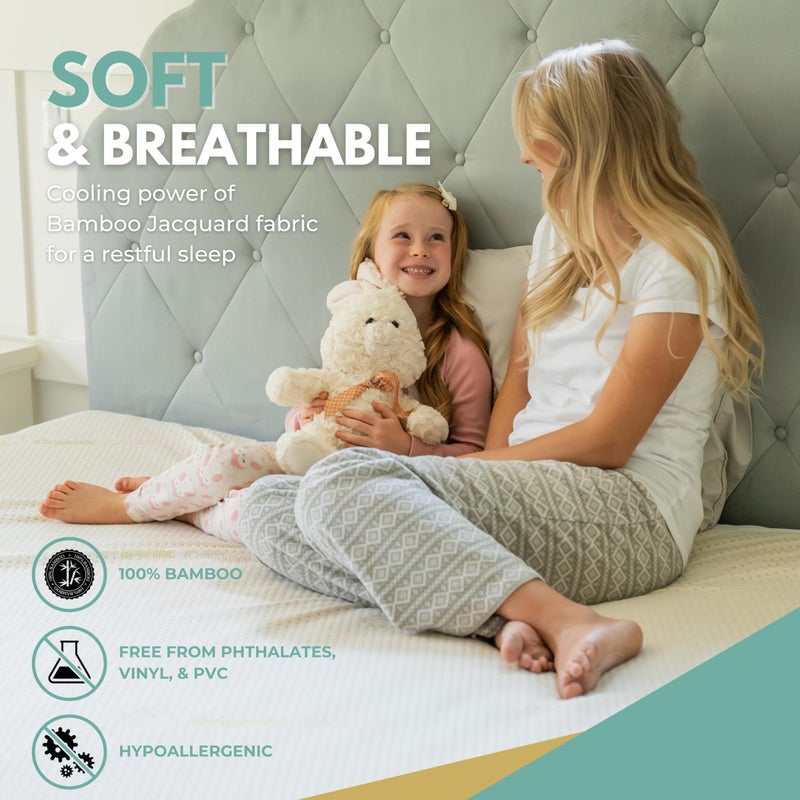 REST LINE PREMIUM BEDDING حماية مرتبة من الخيزران المقاوم للماء بحجم كينغ 78x80 بوصة، 100% فسكوز من الخيزران، مضاد للحساسية، غطاء مرتبة بارد، ناعم وقابل للتنفس بتصميم ملاءة مشدودة حتى عمق 18 بوصة - رست لاين - Image 4