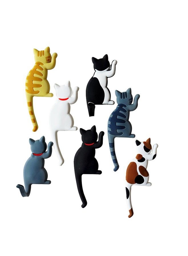 Comidox Cute Multifunction Cat Magnetic Refrigerator Sticker Fridge Magnet Hanging Hook 2 in 1 Gray cat/Black white cat/Yellow striped cat/Gray Yellow striped cat 4pcs - Image 3