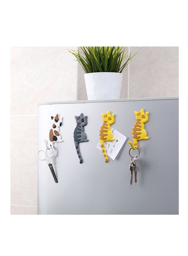 Comidox Cute Multifunction Cat Magnetic Refrigerator Sticker Fridge Magnet Hanging Hook 2 in 1 Gray cat/Black white cat/Yellow striped cat/Gray Yellow striped cat 4pcs - Image 2